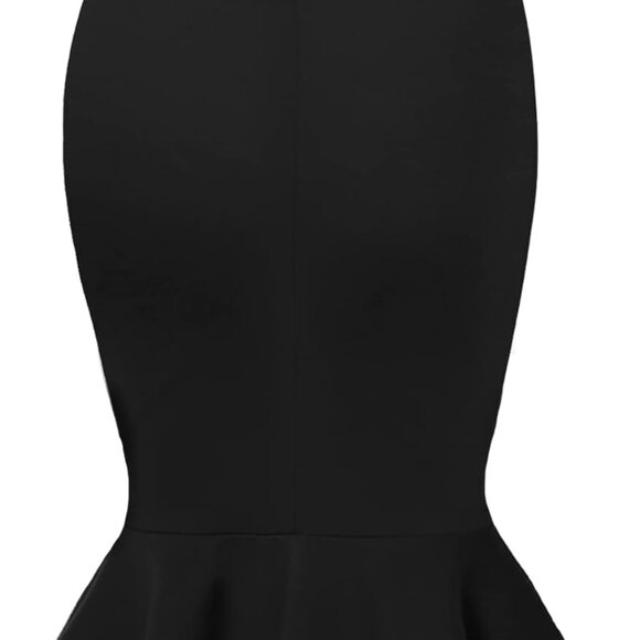 Womens Premium Nylon Ponte Stretch Office Fishtail Pencil Skirt High Waist Made - Picture 2 of 7